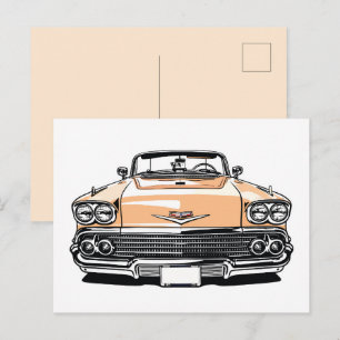 Retro Klassieke Cabriolet Voorkant Pop Art Briefkaart