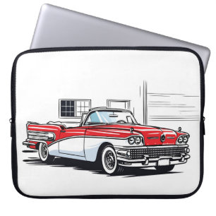 Retro Klassieke Cabriolet Zij Pop Art Laptop Sleeve