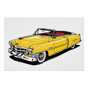 Retro Klassieke Cabriolet Zijde PopArt Perfect Poster