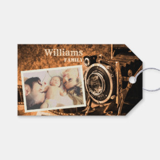  retro klassieke camera rustige familie cadeaulabel
