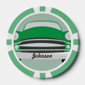 Retro Klassieke Groene Gepersonaliseerde Auto Pokerchips (Voorkant)