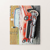 Retro Klassieke Rode Auto Convertible Puzzel Legpuzzel (Verticaal)