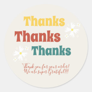 Retro Klein Zakelijk Madeliefje Groovy Bedankt Ronde Sticker