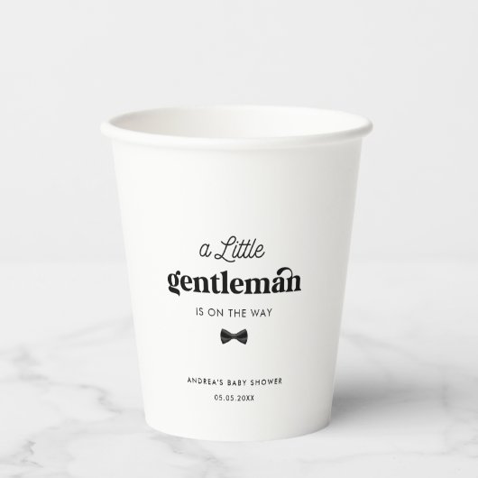 Retro Kleine Gentleman Zwart Wit Jongen Baby showe Papieren Bekers (Voorkant)