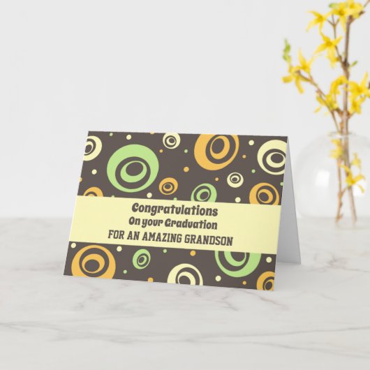 Retro kleinzoon gefeliciteerd Afstuderen auto Kaart (Gele Bloem)