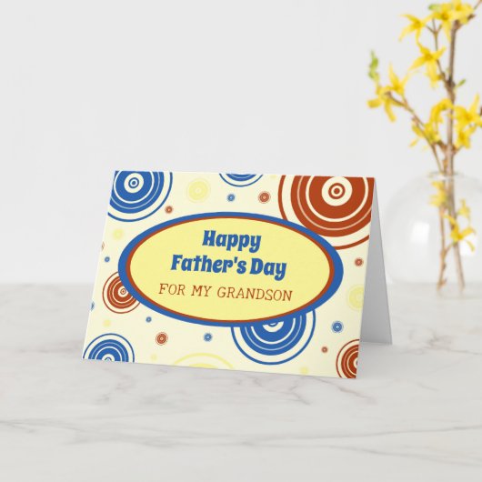 Retro Kleinzoon Happy Vaderdag Kaart (Gele Bloem)