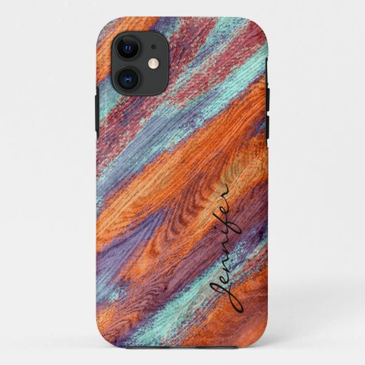 Retro Kleur Houtnerf Textuur #2 Case-Mate iPhone Case (Achterkant)