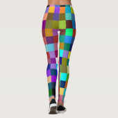 Retro kleur vierkantjes patroon #15 leggings (Achterkant)