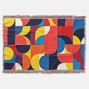 Retro Kleurblok Geometrie Kunst Deken