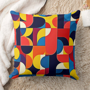 Retro Kleurblok Geometrie Kunst Kussen