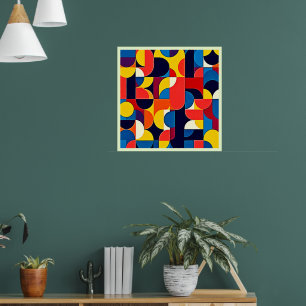 Retro Kleurblok Geometrie Kunst Poster