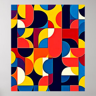 Retro Kleurblok Geometrie Kunst Poster