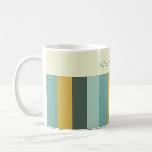 Retro Kleurblok Vibe Horizontale Strepen Koffiemok (Links)