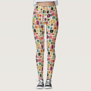 RETRO kleurblokken midden eeuw moderne geometrisch Leggings
