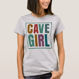 Retro Kleuren Cave Girl Caver Klimmen T-shirt