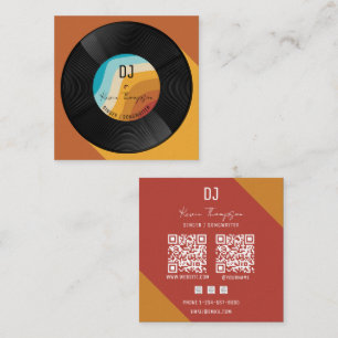 Retro Kleuren Djing Moderne Muziek DJ Vinyl Muzika Vierkante Visitekaartje