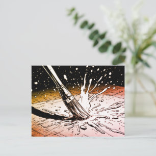 Retro Kleuren Grafische Stijl Borstel Verfspat Briefkaart
