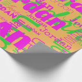 Retro Kleuren Herhalende Naam Sinaasappel Heet Roz Cadeaupapier (Hoek)