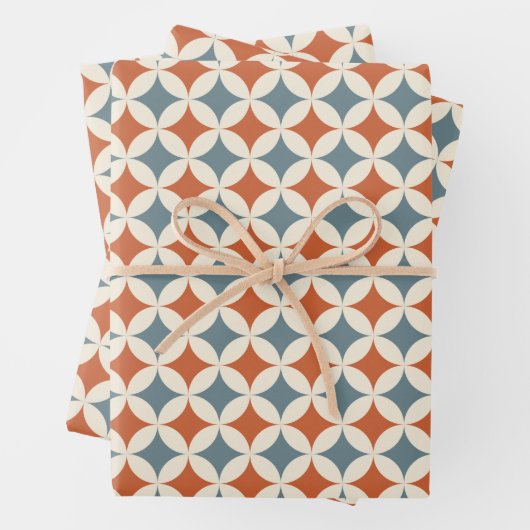 Retro kleuren midden eeuw moderne cirkels inpakpapier vel (In situ)