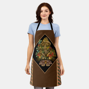 Retro kleuren Mushroom & Moth Art Schort