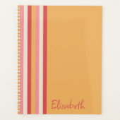 Retro Kleuren Sinaasappel Roze Gouden Strepen Scri Planner (Voorkant)