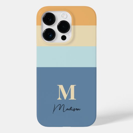 Retro Kleurenblokken Monogram Case-Mate iPhone Case (Achterkant)