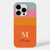 Retro Kleurenblokken Monogram Case-Mate iPhone Case (Achterkant)