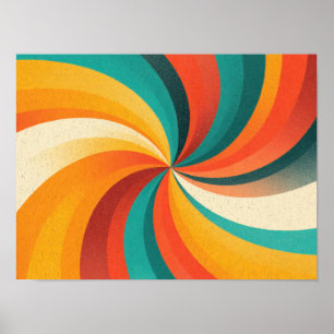 Retro Kleurenwerveling – Vintage Abstracte Achterg Poster