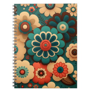  retro-kleurige bloemen notitieboek