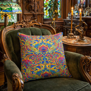 Retro Kleurrijk Art Nouveau Patroon Kussen