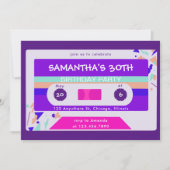 Retro Kleurrijk Cassettebandje Verjaardagsfeest Kaart (Voorkant)