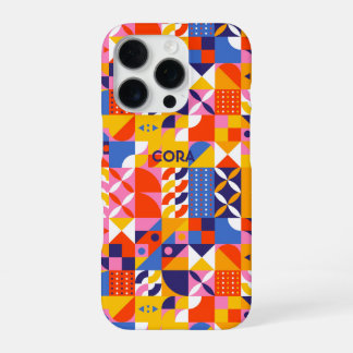 Retro Kleurrijk Geometrisch Motief Patroon Aangepa iPhone 16 Pro Hoesje