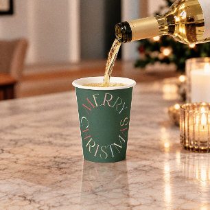 Retro Kleurrijk Groen Prettig Kerstfeest Papieren Bekers