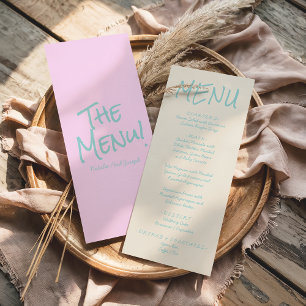 Retro Kleurrijk Handgeschreven Pastel Trouwmenu  Menu