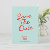 Retro Kleurrijk Helder Funky Uniek Modern Trouwen Save The Date (Staand voorkant)