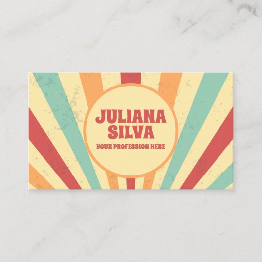 Retro kleurrijk met QR Visitekaartje (Voorkant)