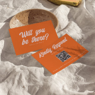 Retro Kleurrijk Plezier Funky Krachtige QR Code Hu RSVP Kaartje