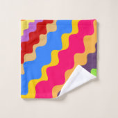 Retro kleurrijk schuin golvend patroon bad handdoek (Wasdoekje)