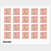 Retro Kleurrijk Snoep Pattern Vierkante Sticker (Vel)