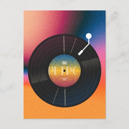 Retro kleurrijk Vinyl Briefkaart (Voorkant)