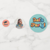 Retro kleurrijke 2 foto elk jaar afstuderen confetti (Voorkanten)