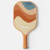 Retro Kleurrijke 70s Gebogen Strepen Pickleball Paddle (Voorkant)