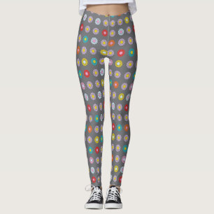 Retro kleurrijke bloem leggings