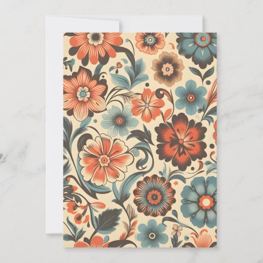 Retro Kleurrijke Bloemen Bruiloft Kaart (Achterkant)