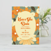Retro Kleurrijke Bloemen Bruiloft Save The Date (Staand voorkant)
