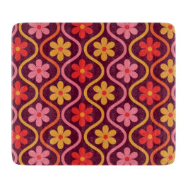 Retro kleurrijke bloemen op Mid Century Ogee Snijplank