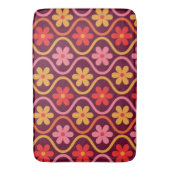 Retro Kleurrijke Bloemen op Ogee Pattern Badmat (Voorkant Verticaal)