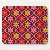 Retro Kleurrijke Bloemen op  Ogee Pattern Muismat (Voorkant)