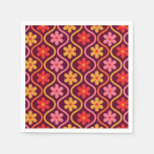 Retro Kleurrijke Bloemen op  Ogee Pattern Servet (Voorkant)