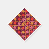 Retro Kleurrijke Bloemen op  Ogee Pattern Servet (Hoek)